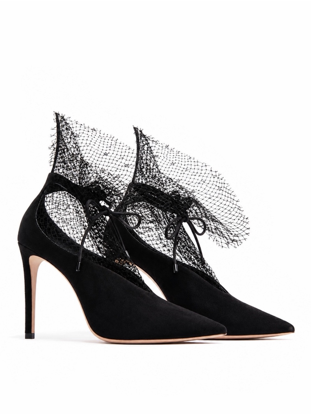 JIMMY CHOO LEANNE 100 MESH-TRIM SUEDE PUMPS IN BLACK - NO BOX, WITH DUST BAG